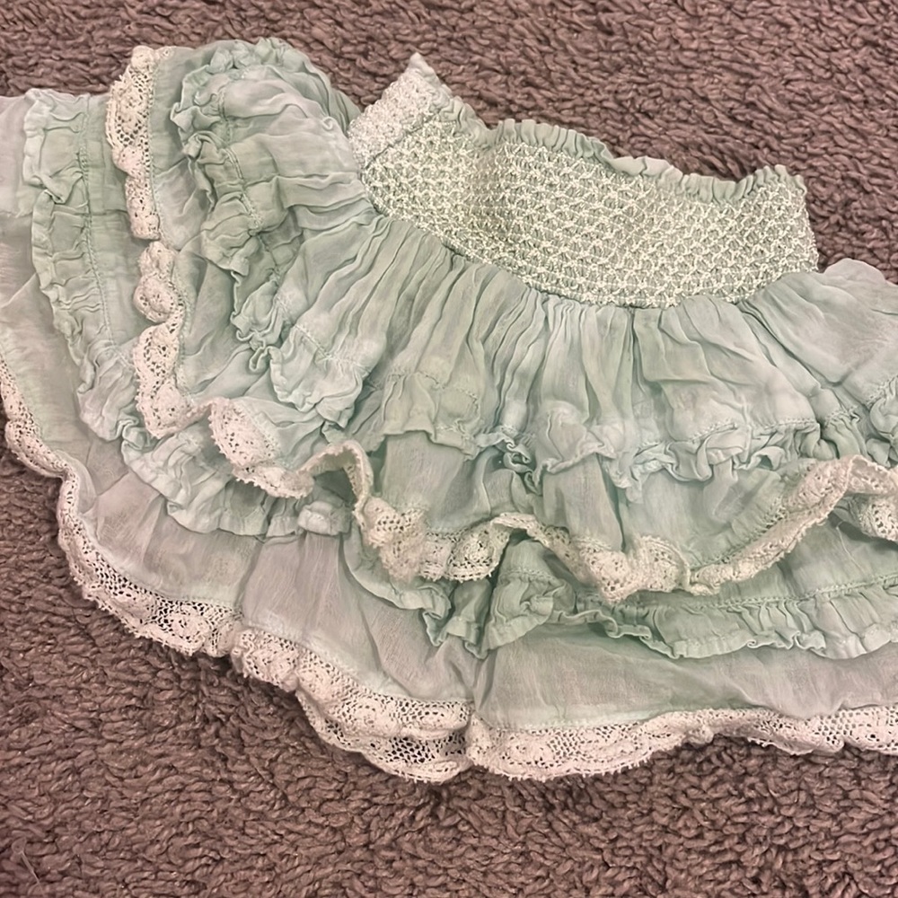 Mini tiered skirt mint green Loveshackfancy